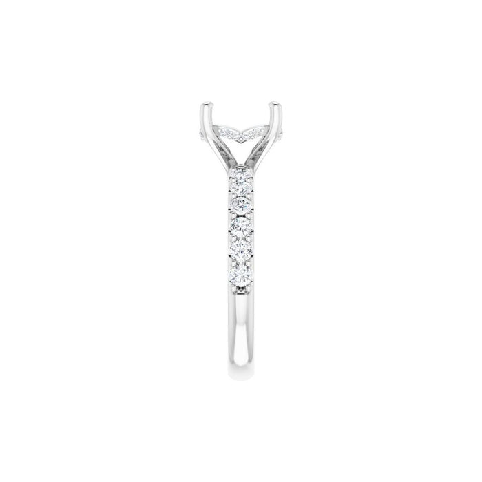 14K Accented Hidden Halo-Style White Round Lab-Grown Diamond Semi-Set Engagement Ring