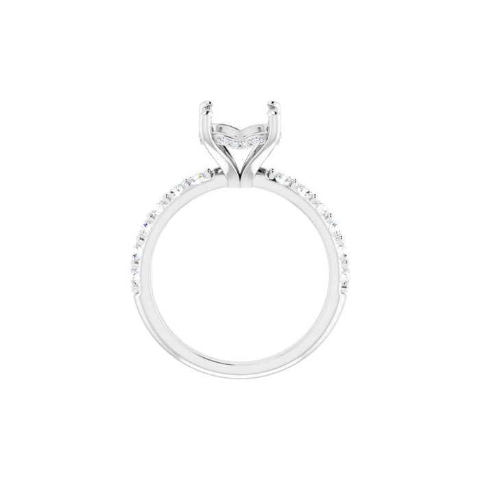 14K Accented Hidden Halo-Style White Round Lab-Grown Diamond Semi-Set Engagement Ring
