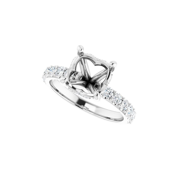 14K Accented Hidden Halo-Style White Round Lab-Grown Diamond Semi-Set Engagement Ring