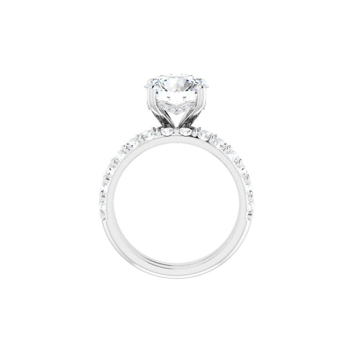 14K Accented Hidden Halo-Style White Round Lab-Grown Diamond Semi-Set Engagement Ring