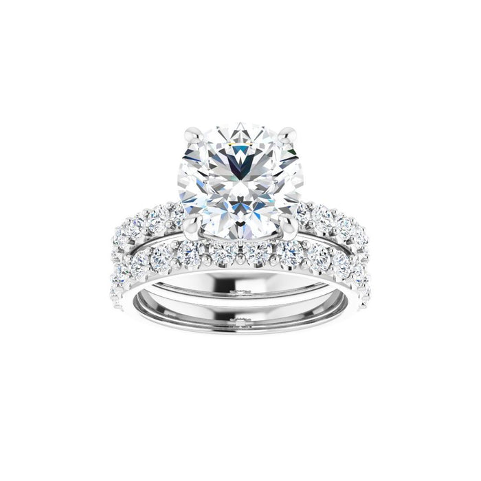 14K Accented Hidden Halo-Style White Round Lab-Grown Diamond Semi-Set Engagement Ring