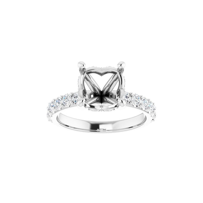 14K Accented Hidden Halo-Style White Round Lab-Grown Diamond Semi-Set Engagement Ring