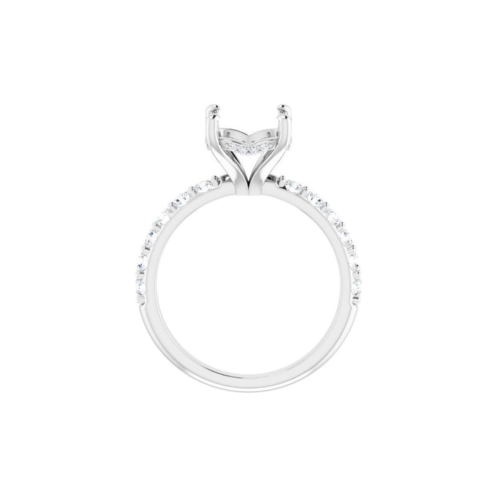 14K Accented Hidden Halo-Style White Round Lab-Grown Diamond Semi-Set Engagement Ring