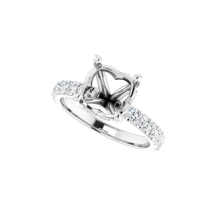14K Accented Hidden Halo-Style White Round Lab-Grown Diamond Semi-Set Engagement Ring