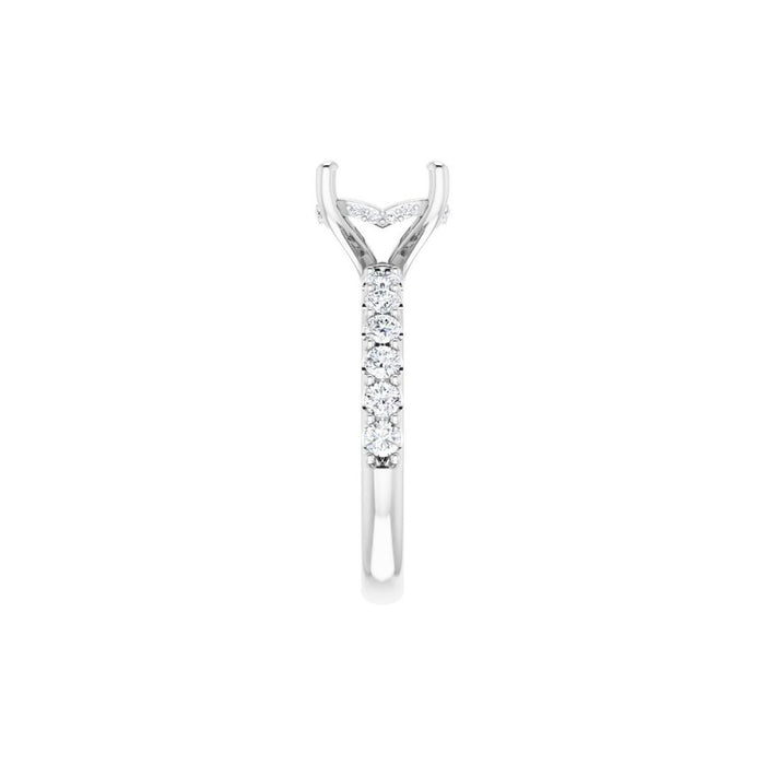 14K Accented Hidden Halo-Style White Round Lab-Grown Diamond Semi-Set Engagement Ring