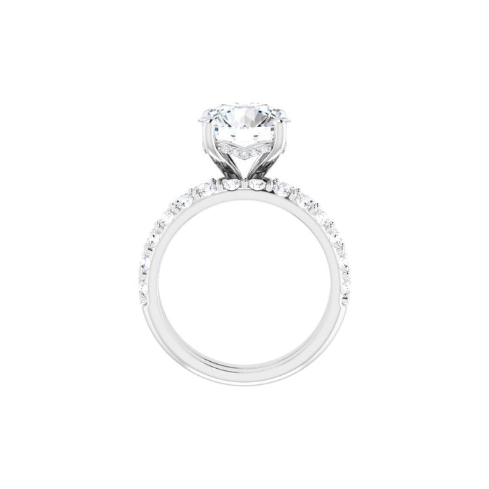 14K Accented Hidden Halo-Style White Round Lab-Grown Diamond Semi-Set Engagement Ring