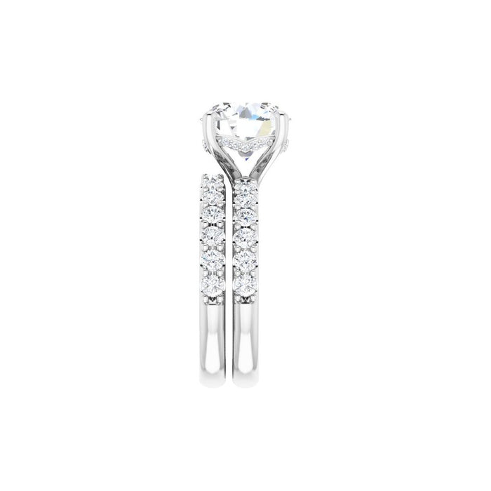 14K Accented Hidden Halo-Style White Round Lab-Grown Diamond Semi-Set Engagement Ring