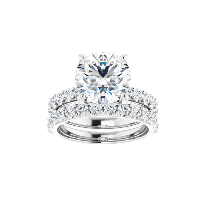 14K Accented Hidden Halo-Style White Round Lab-Grown Diamond Semi-Set Engagement Ring