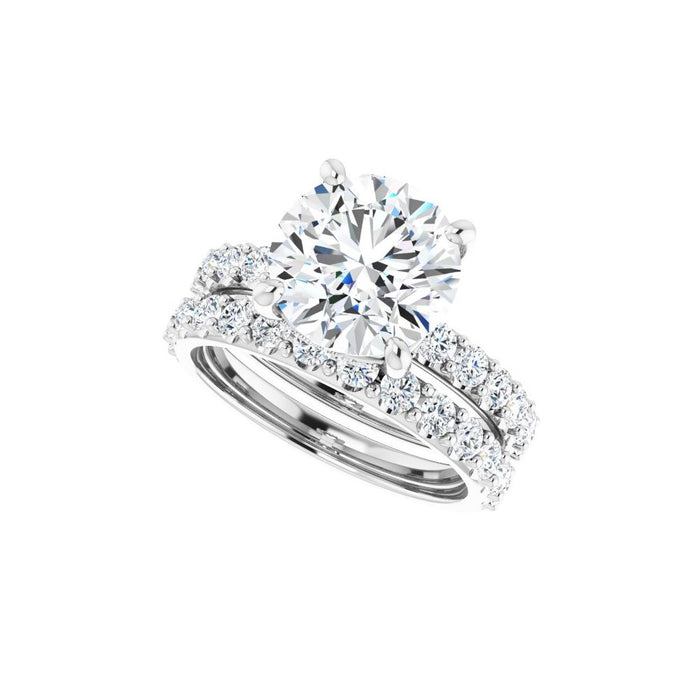 14K Accented Hidden Halo-Style White Round Lab-Grown Diamond Semi-Set Engagement Ring