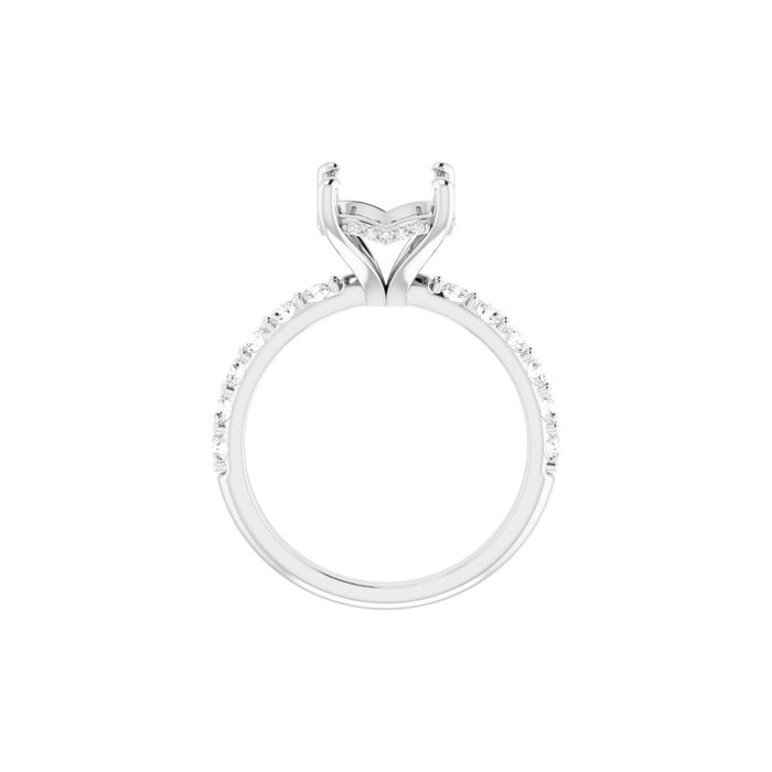 14K Accented Hidden Halo-Style White Round Lab-Grown Diamond Semi-Set Engagement Ring
