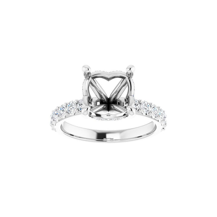 14K Accented Hidden Halo-Style White Round Lab-Grown Diamond Semi-Set Engagement Ring