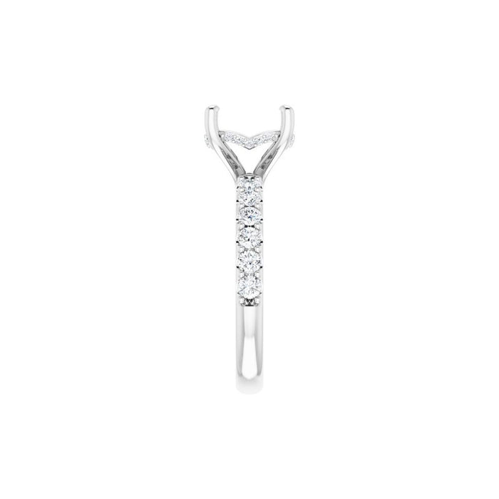 14K Accented Hidden Halo-Style White Round Lab-Grown Diamond Semi-Set Engagement Ring