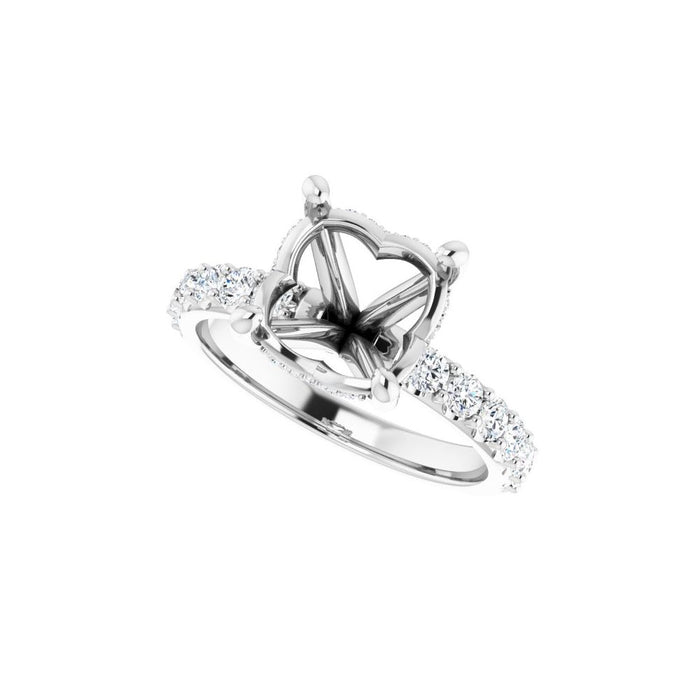 14K Accented Hidden Halo-Style White Round Lab-Grown Diamond Semi-Set Engagement Ring