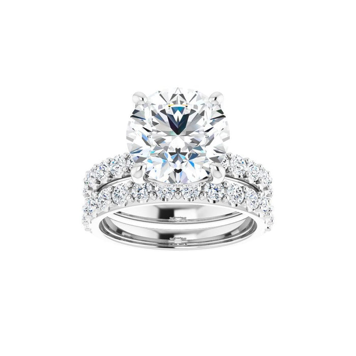 14K Accented Hidden Halo-Style White Round Lab-Grown Diamond Semi-Set Engagement Ring