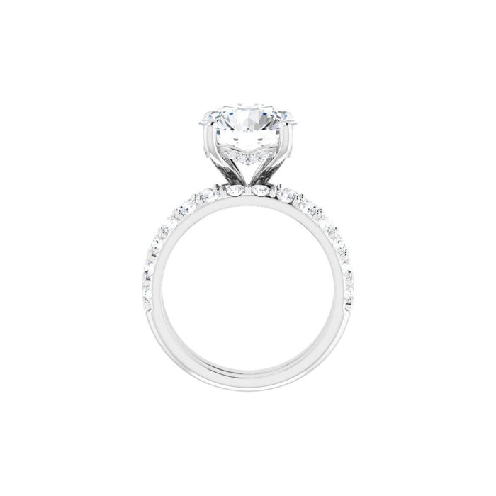 14K Accented Hidden Halo-Style White Round Lab-Grown Diamond Semi-Set Engagement Ring