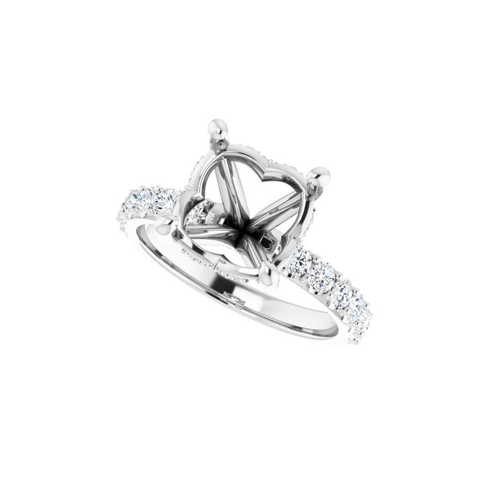 14K Accented Hidden Halo-Style White Round Lab-Grown Diamond Semi-Set Engagement Ring