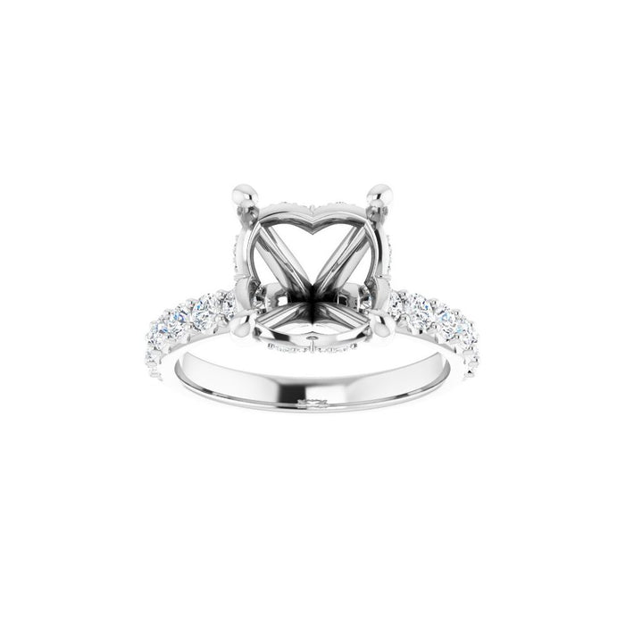 14K Accented Hidden Halo-Style White Round Lab-Grown Diamond Semi-Set Engagement Ring