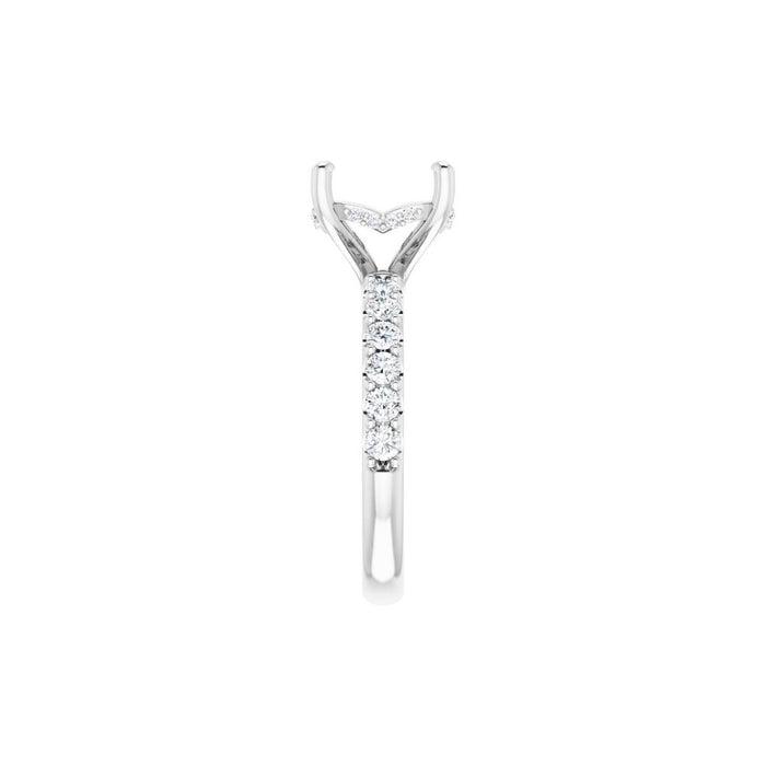 14K Accented Hidden Halo-Style White Round Lab-Grown Diamond Semi-Set Engagement Ring