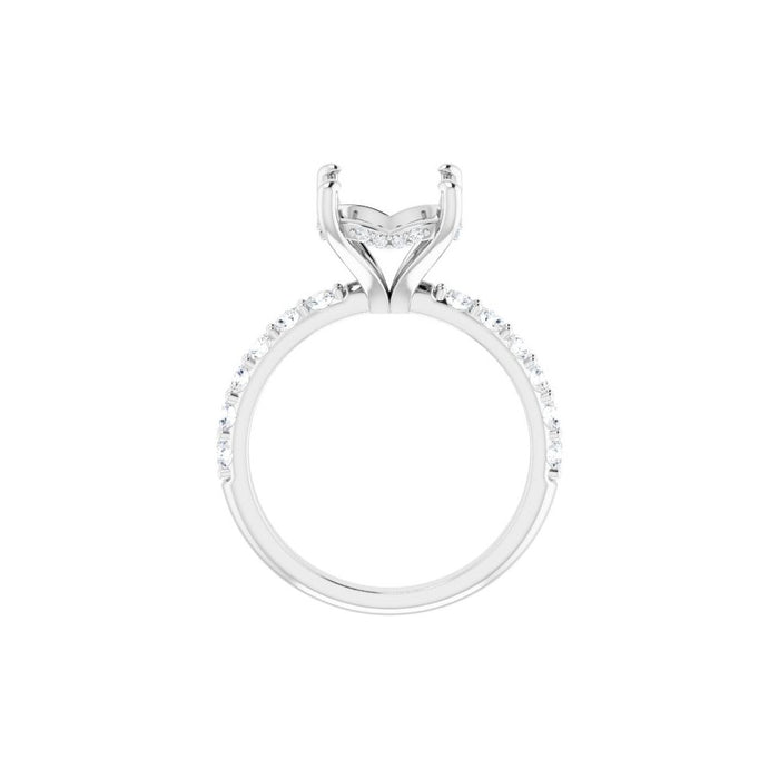 14K Accented Hidden Halo-Style White Round Lab-Grown Diamond Semi-Set Engagement Ring