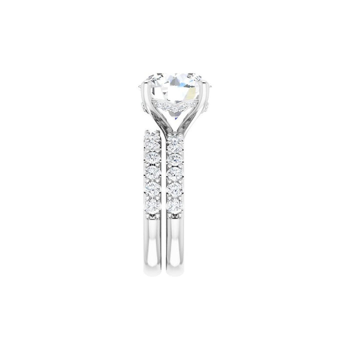 14K Accented Hidden Halo-Style White Round Lab-Grown Diamond Semi-Set Engagement Ring
