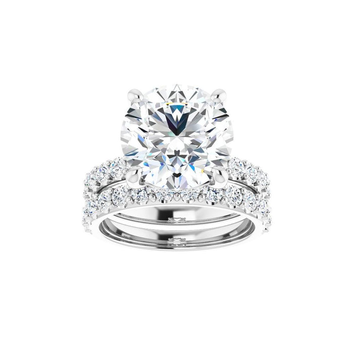 14K Accented Hidden Halo-Style White Round Lab-Grown Diamond Semi-Set Engagement Ring