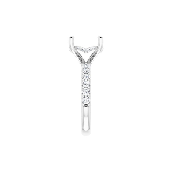 14K Accented Hidden Halo-Style White Round Lab-Grown Diamond Semi-Set Engagement Ring