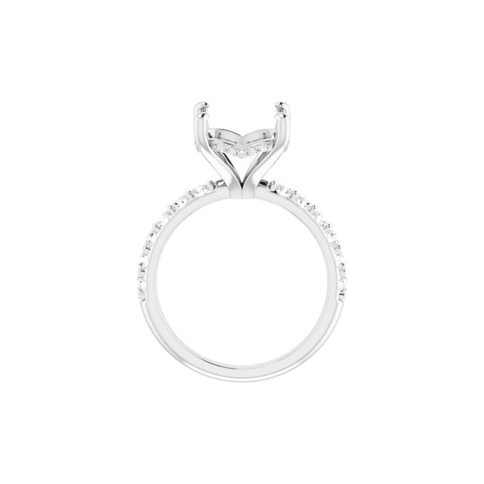 14K Accented Hidden Halo-Style White Round Lab-Grown Diamond Semi-Set Engagement Ring