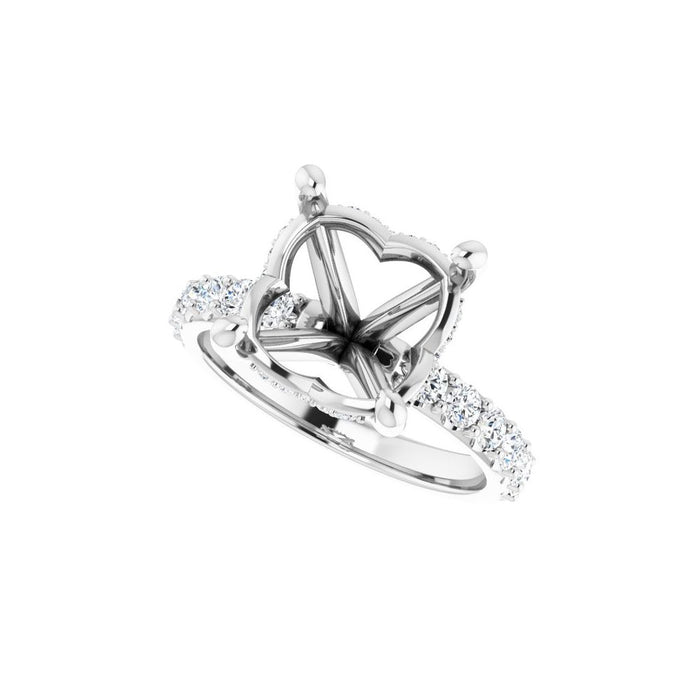14K Accented Hidden Halo-Style White Round Lab-Grown Diamond Semi-Set Engagement Ring