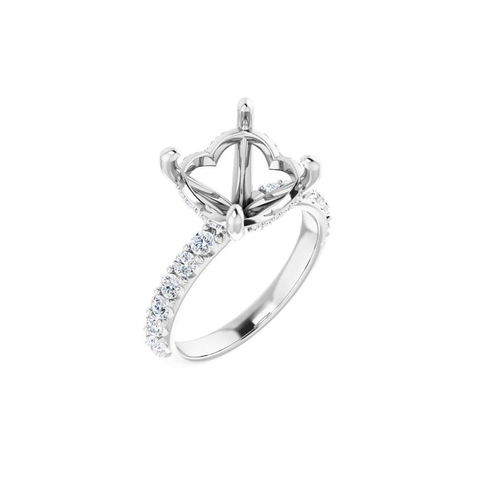 14K Accented Hidden Halo-Style White Round Lab-Grown Diamond Semi-Set Engagement Ring