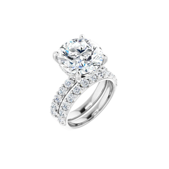 14K Accented Hidden Halo-Style White Round Lab-Grown Diamond Semi-Set Engagement Ring