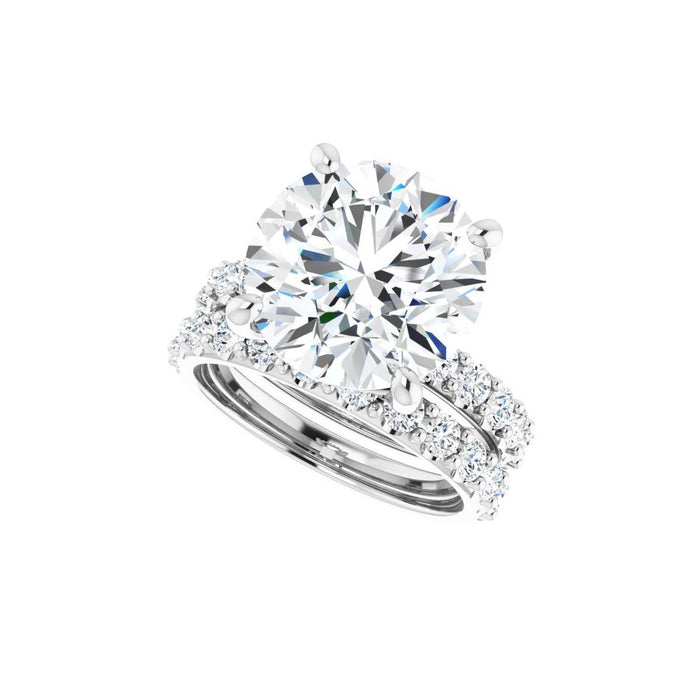 14K Accented Hidden Halo-Style White Round Lab-Grown Diamond Semi-Set Engagement Ring