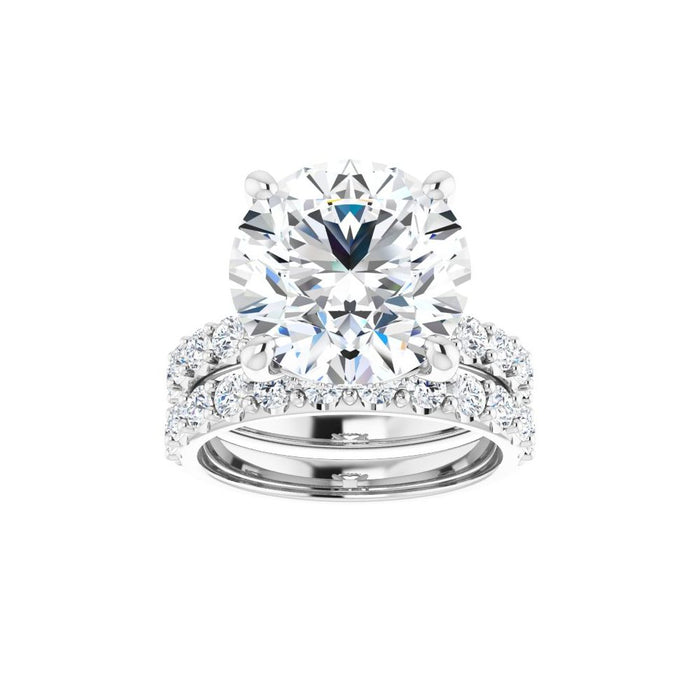 14K Accented Hidden Halo-Style White Round Lab-Grown Diamond Semi-Set Engagement Ring