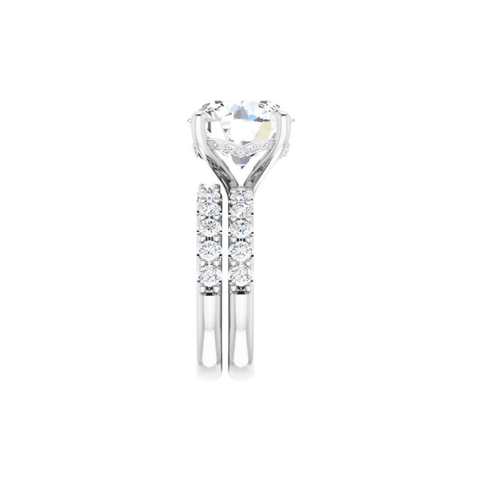 14K Accented Hidden Halo-Style White Round Lab-Grown Diamond Semi-Set Engagement Ring