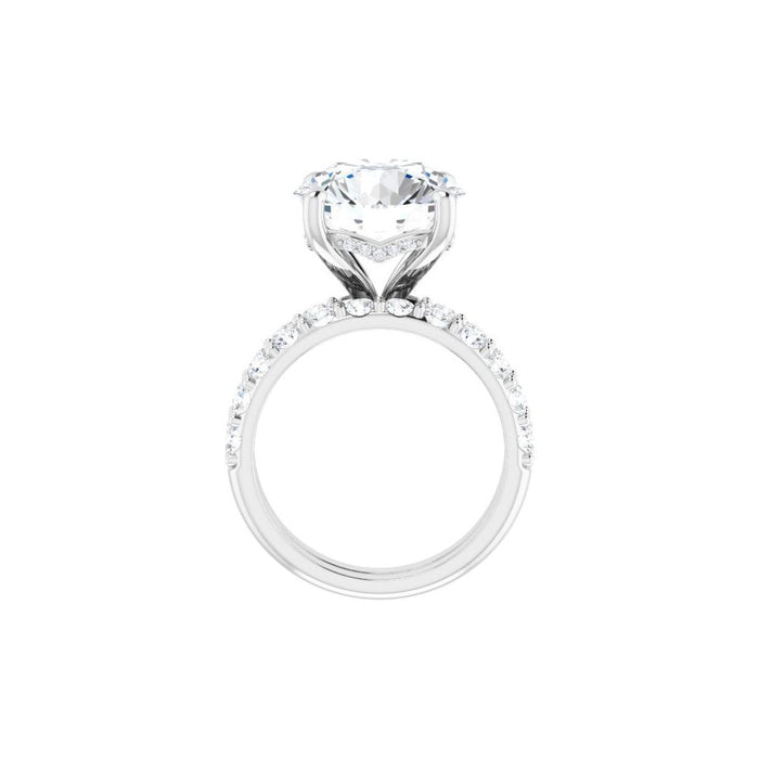 14K Accented Hidden Halo-Style White Round Lab-Grown Diamond Semi-Set Engagement Ring