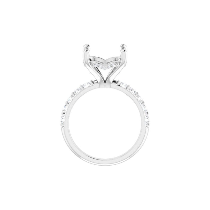 14K Accented Hidden Halo-Style White Round Lab-Grown Diamond Semi-Set Engagement Ring