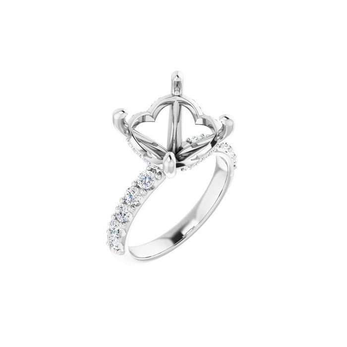 14K Accented Hidden Halo-Style White Round Lab-Grown Diamond Semi-Set Engagement Ring