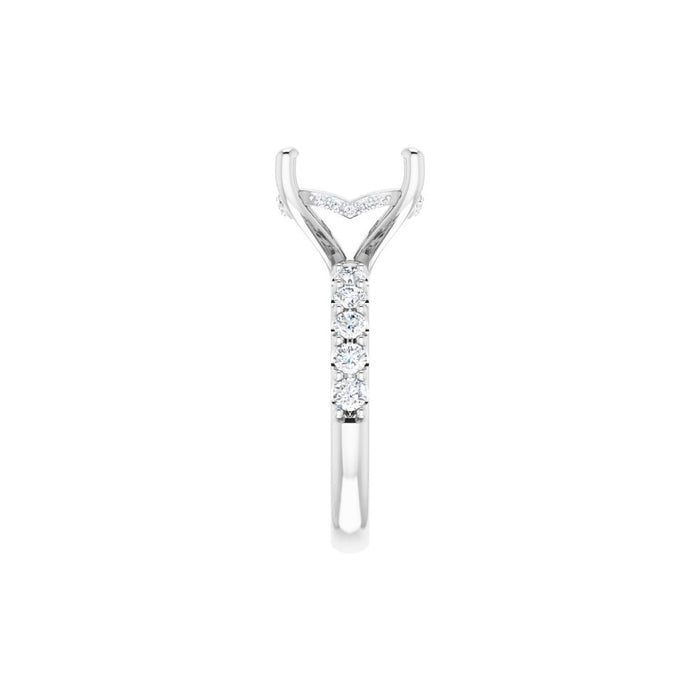 14K Accented Hidden Halo-Style White Round Lab-Grown Diamond Semi-Set Engagement Ring