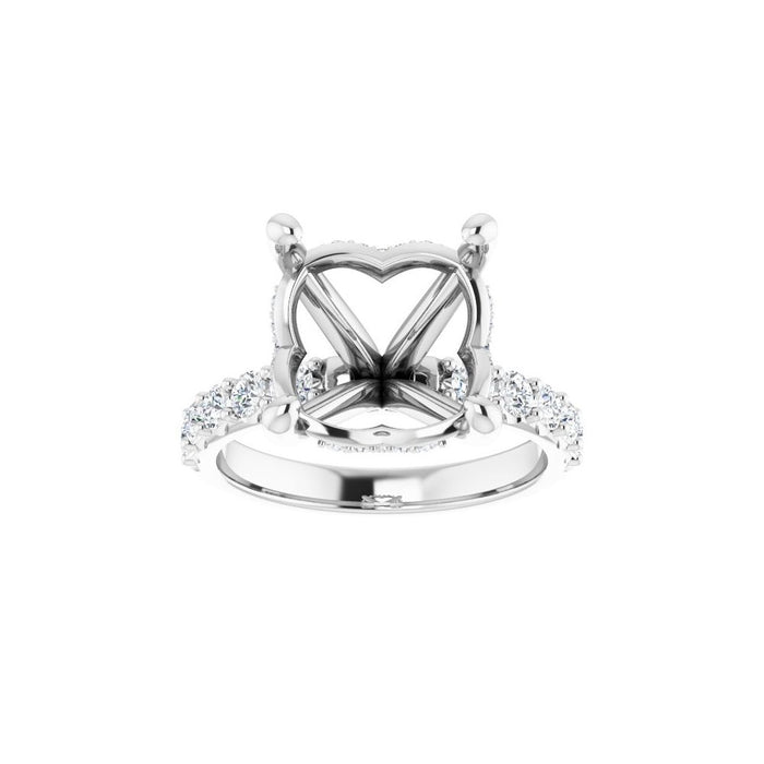 14K Accented Hidden Halo-Style White Round Lab-Grown Diamond Semi-Set Engagement Ring