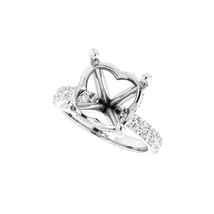14K Accented Hidden Halo-Style White Round Lab-Grown Diamond Semi-Set Engagement Ring