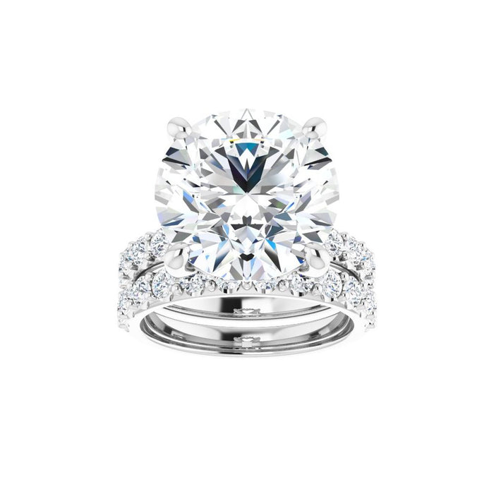 14K Accented Hidden Halo-Style White Round Lab-Grown Diamond Semi-Set Engagement Ring