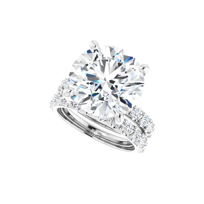 14K Accented Hidden Halo-Style White Round Lab-Grown Diamond Semi-Set Engagement Ring