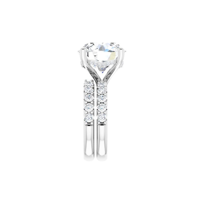 14K Accented Hidden Halo-Style White Round Lab-Grown Diamond Semi-Set Engagement Ring