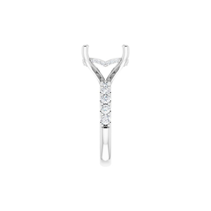14K Accented Hidden Halo-Style White Round Lab-Grown Diamond Semi-Set Engagement Ring