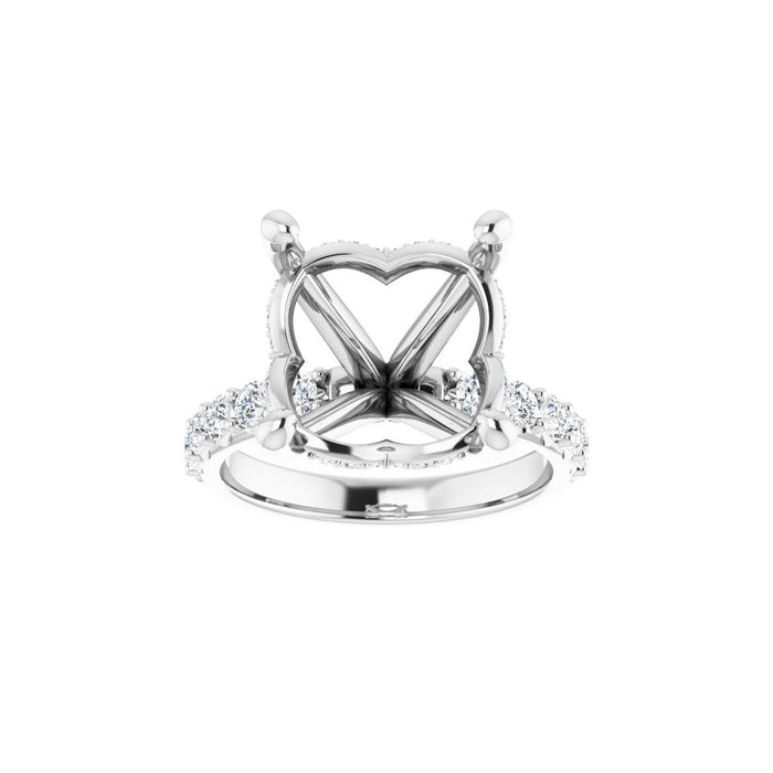 14K Accented Hidden Halo-Style White Round Lab-Grown Diamond Semi-Set Engagement Ring