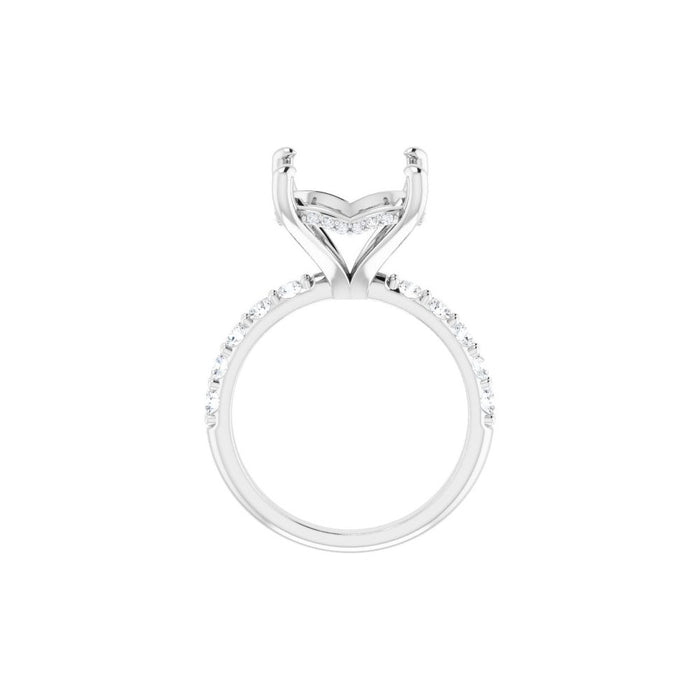 14K Accented Hidden Halo-Style White Round Lab-Grown Diamond Semi-Set Engagement Ring