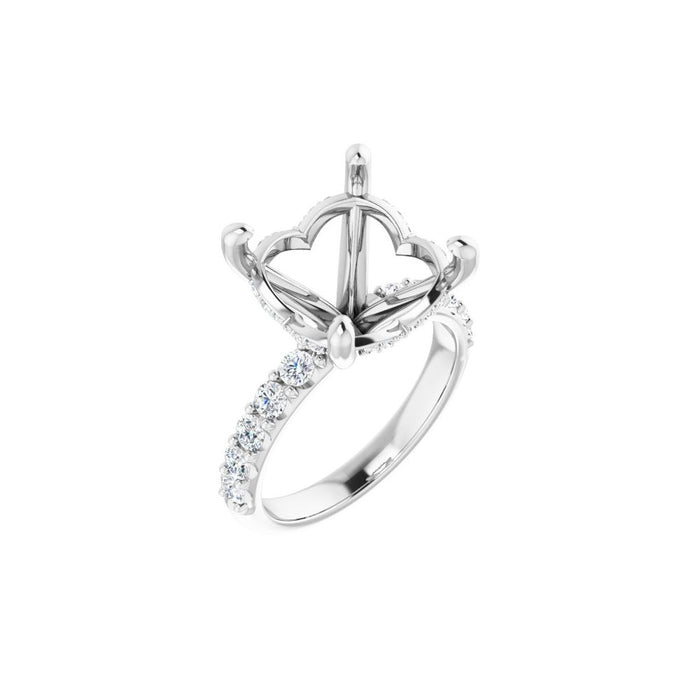 14K Accented Hidden Halo-Style White Round Lab-Grown Diamond Semi-Set Engagement Ring