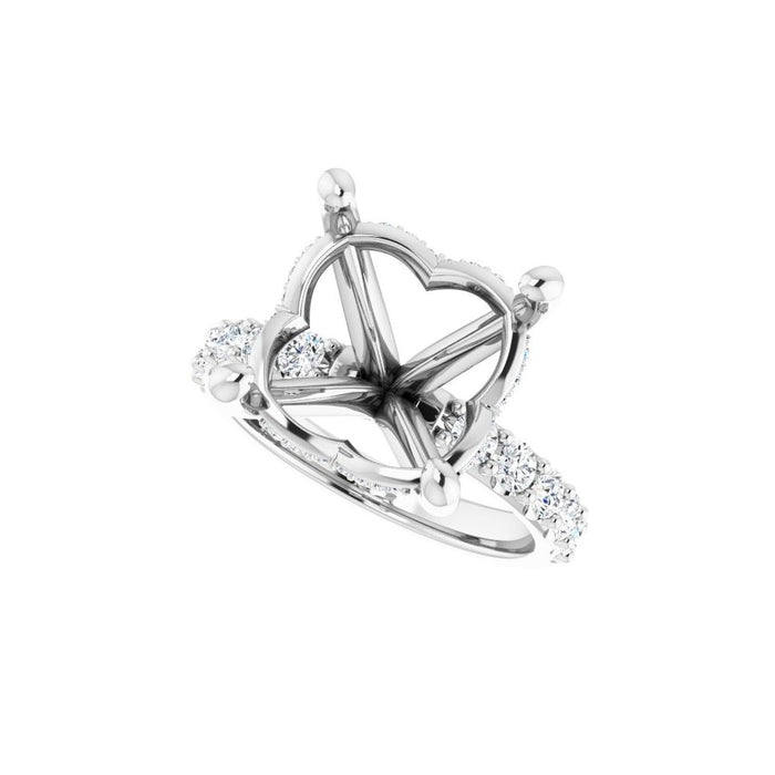 14K Accented Hidden Halo-Style White Round Lab-Grown Diamond Semi-Set Engagement Ring