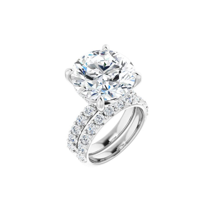 14K Accented Hidden Halo-Style White Round Lab-Grown Diamond Semi-Set Engagement Ring