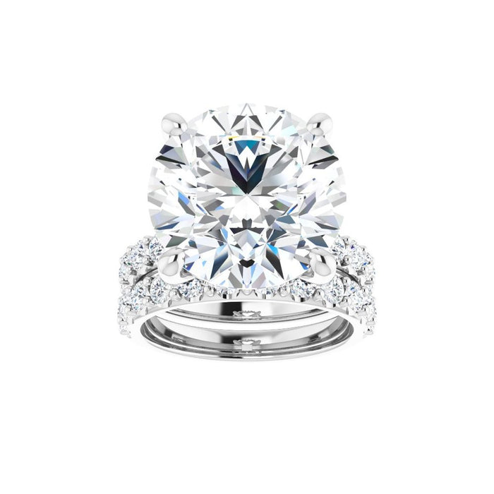 14K Accented Hidden Halo-Style White Round Lab-Grown Diamond Semi-Set Engagement Ring