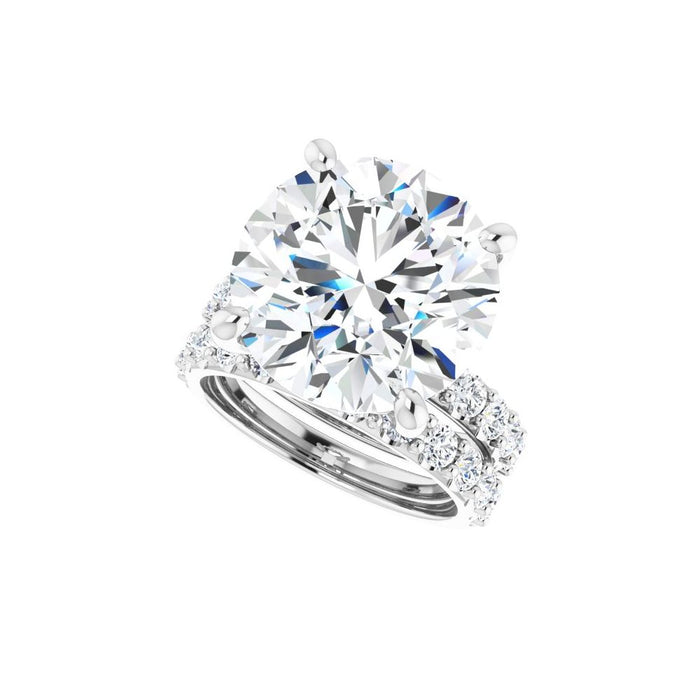14K Accented Hidden Halo-Style White Round Lab-Grown Diamond Semi-Set Engagement Ring